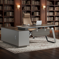 Bureau moderne en forme de L, table d'ordinateur de luxe, bureau de direction en bois, ensemble de bureaux de direction avec tiroirs, personnalisation de meubles