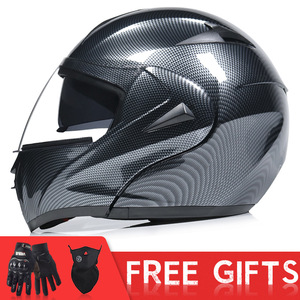 Casco de Motocicleta VIRTUE para Hombre, Tipos Abierto y Cerrado, Doble Lente, Patrón de Imitación de Fibra de Carbono, Certificado DOT/ECE, para Uso en Carretera - Product Image 4