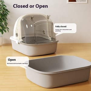 Grande litière pour chat <span class=keywords><strong>avec</strong></span> <span class=keywords><strong>porte</strong></span> avant et pelle, entièrement fermée, surface anti-adhésive, amovible, facile à nettoyer, anti-odeurs - Product Image 2