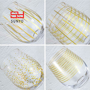 SUNYO HGCH Juego de 4 Copas de Vino sin Tallo con Puntos Dorados, Copas Grandes para Beber, Ideales para Bodas, Fiestas y el Hogar - Product Image 4