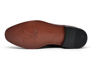 Chaussures Oxford pour hommes bordeaux à bout rapporté en cuir véritable à lacets, chaussures habillées formelles avec détails brogues, doublure en peau de porc, talon bas carré, pour mariage - Product Image 5