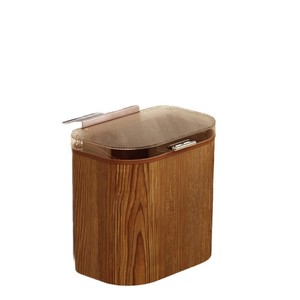 Poubelle carrée en plastique pour usage domestique - Cuisine, salon, salle de bain, toilettes - Nouveau style imitation bois, grande capacité - Product Image 3