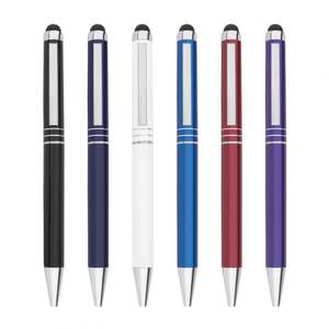Stylo à bille fantaisie en métal avec logo personnalisé, couleur contrastée 2023, avec stylet pour l'écriture - Product Image 6