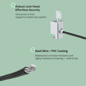 MK800 <span class=keywords><strong>Tablet</strong></span> Stand Sicherheits kabel Laptop-Schloss mit 1,8 m Zink legierung und Edelstahl kabel mit Schlüsseln - Product Image 3