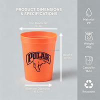 16 oz. Coupes de stade Coupes de stade en polypropylène personnalisées