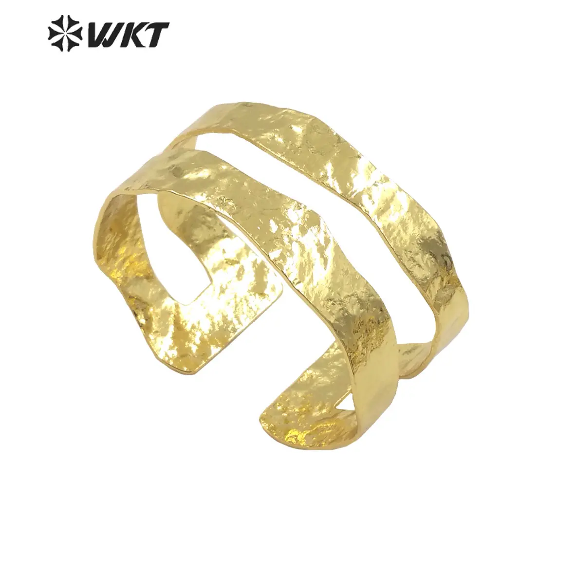 WT-B654 оптовая продажа, 18 карат, натуральный позолоченный желтый латунный браслет, модный простой металлический браслет для вечеринки