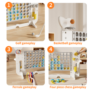 Jeu de connexion réglable 4 en 1 Rangée Jouets de puzzle éducatifs populaires pour enfants Connect 4 Basketball Hoop <span class=keywords><strong>Golf</strong></span> Game Ring Toss - Product Image 5
