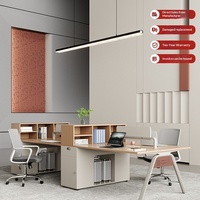 Bureau de personnel moderne et minimaliste pour le télétravail, poste de travail pour quatre à six personnes, avec armoire latérale de rangement, boîte à câbles, en PVC, Qian
