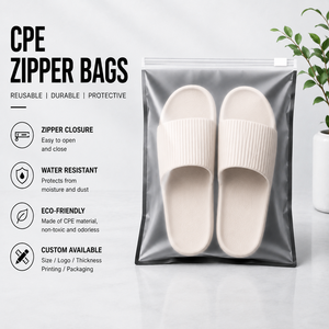 CPE Zipper Bags Reusable Durable Protective Water Resistant Eco-Friendly for <b>Shoes</b> Clothing Packaging - Product Image 1