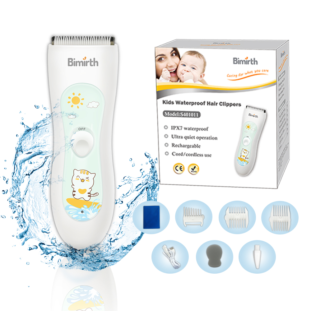 Bimirth – tondeuse à cheveux domestique étanche IPX7, Rechargeable par Usb, sans fil, pour enfants, bébé, tondeuse à cheveux silencieuse et sûre