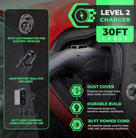 DIBOEV Nouvelle borne de recharge murale rapide pour véhicules électriques, 48 ampères, niveau 2, 200-240 V, câblage direct, NEMA 14-50 J1772, IP66, étanche