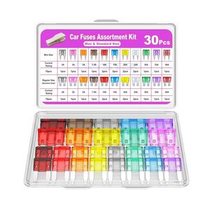 30pcs 25PCS锌汽车保险丝分类套件低矮迷你微型汽车，用于汽车、卡车、摩托车、露营车、带保险丝拉拔器的SUV - Product Image 1
