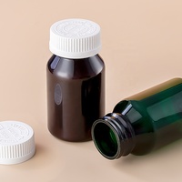Vente en gros de flacons en plastique ambré Soft Touch de 150 ml, 250 ml, 300 ml pour sirop contre la toux avec bouchon à vis pression