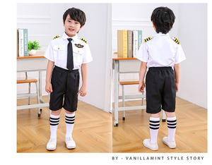 बच्चों की एयरलाइन पायलट कॉस्ट्यूम की पोशाक के लिए तैयार की गई लड़कियों की कप्तान यूनिफॉर्म फ्लाइट क्रू की भूमिका - Product Image 2