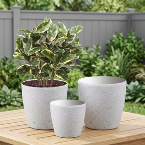 Juego de Macetas Modernas con Aspecto de Hormigón, Paquete de 3, Macetas Cilíndricas Redondas Ligeras para Plantas de Interior y Exterior - Product Image 2