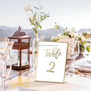 Clear Gold Edge Acrylic Flyer Document Photo Display Holders Tabletop Acrylic Table Sign para Wedding Restaurant - Product Image 4