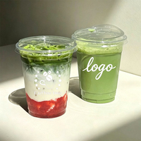 Gobelets en plastique jetables, logo personnalisé imprimé, gobelets transparents en PET pour café et bubble tea, 500 ml avec couvercles, gobelets de qualité alimentaire, grossiste