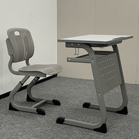 Ensemble de bureau et chaise réglables ergonomiques en plastique moderne pour les étudiants, pour une utilisation en classe