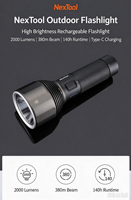 Lampe torche tactique rechargeable USB-C en aluminium puissante et ultra-lumineuse NexTool Emergencies pour situations d'urgence