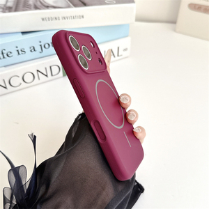 Funda de silicona líquida para iPhone 18 Pro Max 17 18 a prueba de golpes, para iPhone 18 Pro Max, funda de silicona suave color burdeos oficial. - Product Image 4