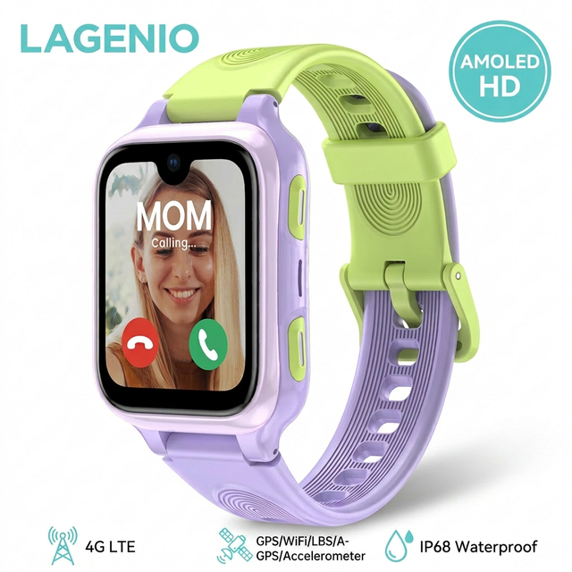 LAGENIO 4G AI Kids Smart Watch 1.78" AMOLED Android 8.1 5MP GPS WIFI LBS Tracking Video Call SOS IP68 RoHS Children Smartwatch