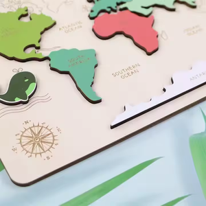 Rompecabezas de Mapa del Mundo de Madera para Niños, Juguete Educativo de Geografí<span class=keywords><strong>a</strong></span> - Product Image 6