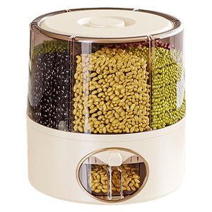 Contenedor Giratorio para Almacenamiento de Granos, Dispensador de Granos de 6 Compartimentos, Dispensador de Granos a Prueba de Insectos con Sistema de Presión - Product Image 1