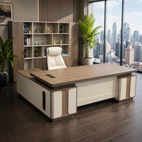 Meubles de bureau de luxe de qualité ENF sur mesure, fabriqués en usine OEM, bureau de direction en forme de L, table de bureau pour chef ou directeur avec rangement et bibliothèque