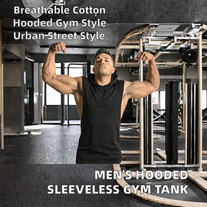 Men's Cotton Workout Hooded Tank Tops <b>Sleeveless</b> Gym <b>Hoodies</b> Breathable Sweat-Absorbing Bodybuilding Muscle Shirts - Product Image 2
