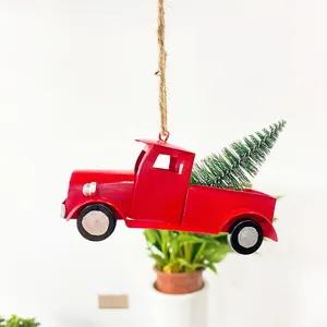 Hot Selling Hanging Baubles Weihnachts wagen Metall Ornamente Red Truck Tree Ornament