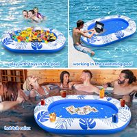 Table de poker gonflable pour piscine avec 4 chaises flottantes, table de jeu aquatique en PVC pour fête au bord de la piscine, chaise longue flottante, radeau gonflable