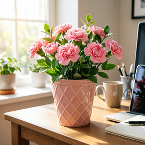 กระถางดอกไม้เซรามิคลายนูนรูปพีชและเพชร<span class=keywords><strong>สี</strong></span>เขียว ขายดีในปี 2026 จากโรงงานโดยตรง สำหรับตกแต่งภายในและภายนอกอาคาร ระเบียง สำนักงาน - Product Image 3