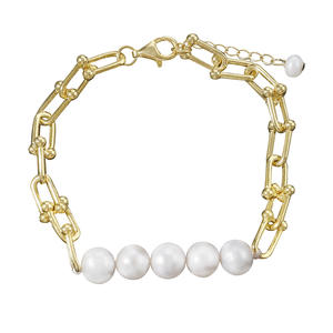 Bracelet en perles d'eau douce naturelles, forme boule, argent <span class=keywords><strong>Tai</strong></span> plaqué or 14 carats, classique, polyvalent, éblouissant, cadeau parfait pour toutes les occasions - Product Image 5