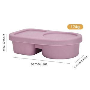 Household Reusable 2 Compartment Snack <b>Box</b> Food <b>Container</b> Bento <b>Box</b> Food Grade Silicone Seasoning <b>Box</b> With Lids - Product Image 6