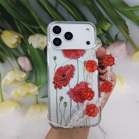 Coque de téléphone portable pour 6/7/X/XR/11/12/13/14/15/16/17 Pro Max - Style paysage naturel TPU+PC avec sangle et cordon