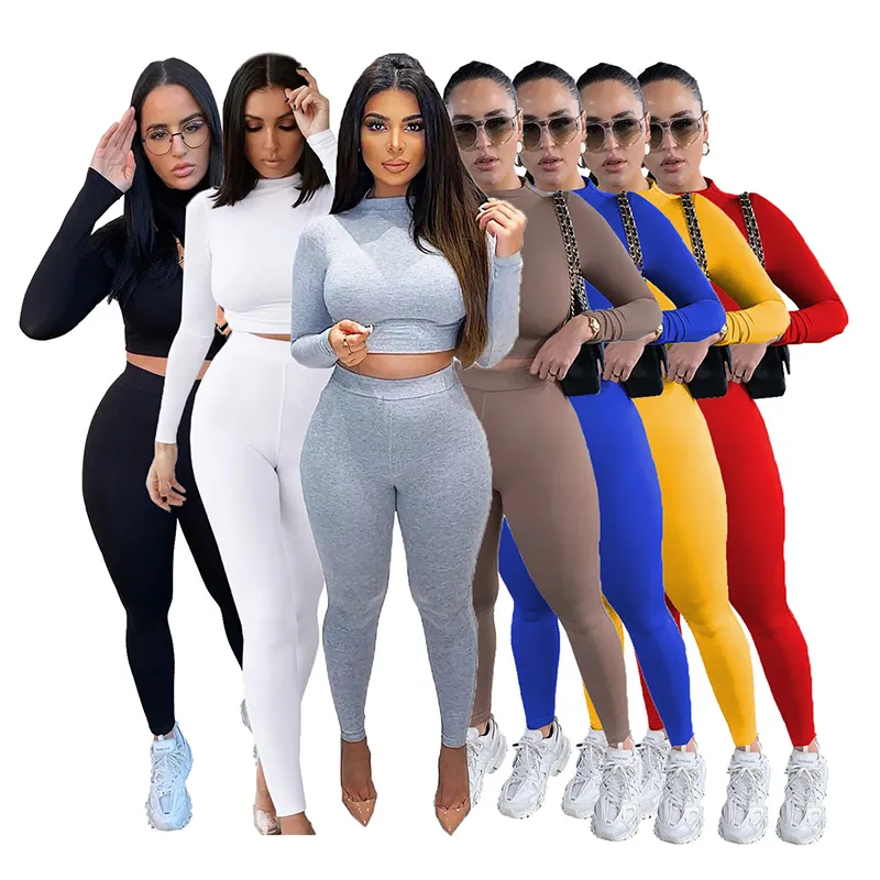 2022 Hot sale long sleeve tight Yoga suit fitness jogging leggings women clothing two piece set