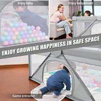 Parc pour bébé de petite taille, gris clair, pliable, pour jouer à l'intérieur et à l'extérieur, Panic 59*59 pouces