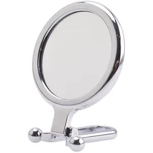 Modern Double Sides Round Plating Handheld Folding Plastic Hand Mirror Pocket Makeup Mirror For Girl