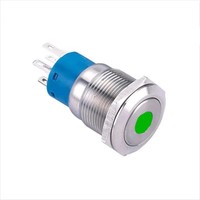 ELEWIND Interrupteur à bouton-poussoir 19 mm en acier inoxydable avec LED rouge illuminée (1NO1NC PM192F-11ZD IP65) CE pour 250 VAC