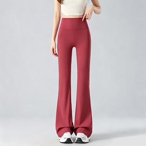 Pantalones de yoga acampanados de cintura alta para mujer, leggings con control de abdomen y tacto suave, con bolsillo trasero para entrenamiento y uso casual. - Product Image 1