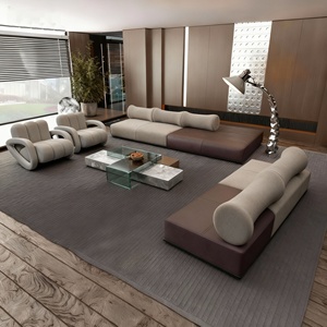 Ensemble de canapés droits pour <span class=keywords><strong>réception</strong></span> d'entreprise, double combinaison, style luxueux, en daim et cuir anti-griffures, personnalisable pour salon de beauté - Product Image 2