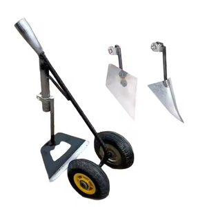 Sarcloir de jardinage agricole manuel à deux roues, outil de travail du sol en acier inoxydable noir avec deux roues - Product Image 1