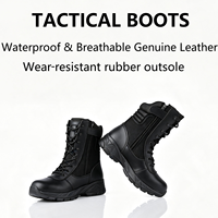 Bottes tactiques noires en cuir véritable pour hommes, vente en gros directe usine, imperméables avec fermeture éclair latérale pour entraînement en extérieur et dans le désert