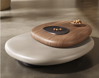 Table basse en MDF miroir, design irrégulier rotatif pour salon moderne