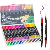 Ensemble de stylos à pointe double grande capacité pour aquarelle, adaptés aux enfants, pour gribouiller, dessiner, lavables, non tachants, marqueurs colorés