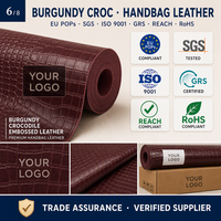 Rouleau de cuir synthétique PU gaufré crocodile rouge bordeaux 1,2 mm pour la fabrication de sacs à main, imperméable et sans solvant