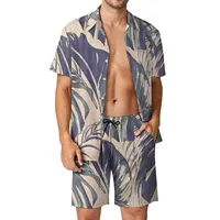 Conjunto de praia masculino para verão, saída de fábrica, curto, estampa personalizada, camisa havaiana polinésia, conjunto de 2 peças