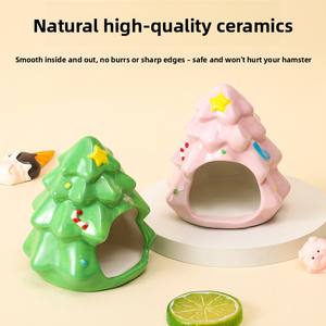 Hamster <span class=keywords><strong>den</strong></span> abri ours en céramique aux cheveux dorés pour se rafraîchir et profiter de l'été. Chambre à coucher maison de glace avec tanière en céramique - Product Image 3