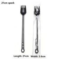 Cuillère jetable en plastique PP noir longueur de la main poignée 10cm-21cm fourchette Spork pour gâteau Dessert fruits emballage de crème glacée