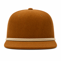Casquettes Snapback Rétro Personnalisées en Velours Côtelé Camel à Bord Plat et Bordure Crème, Casquette Vintage Unisexe pour Événements de Spectacle Automobile Vintage